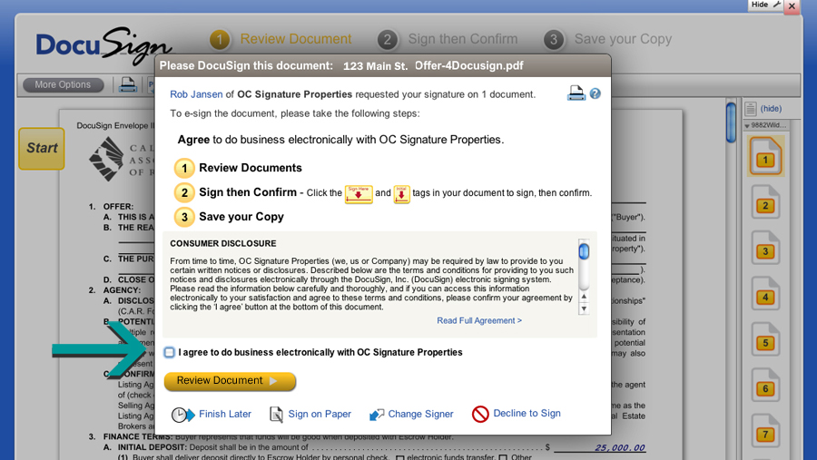 Agree to Sign DocuSign